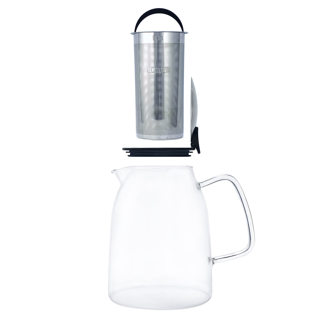 FORLIFE Mist Iced Tea Jug with Basket Infuser 68-Ounce White